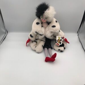 Disney Cruella De Vil Plush Doll with Thick Plush 101 Dalmatian Coat & Red Shoes
